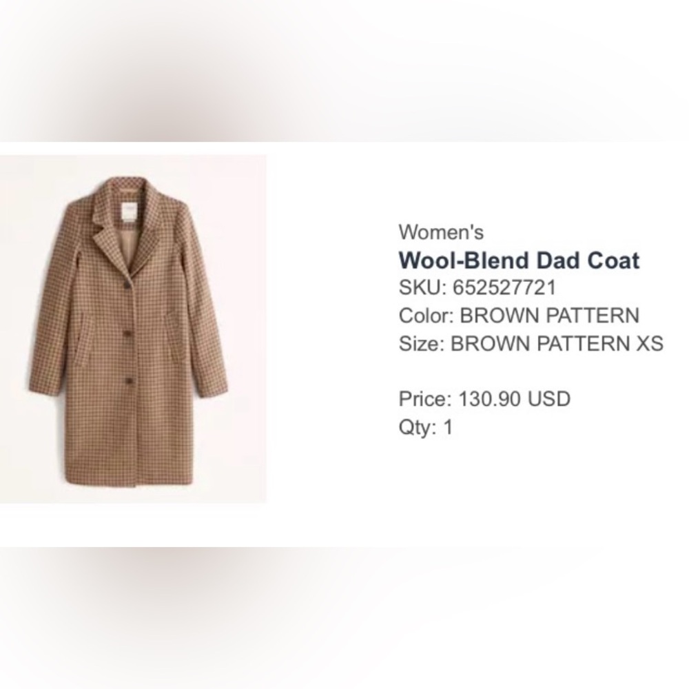 Abercrombie Wool “Dad Coat” in Brown Houndstooth - Picture 5 of 5